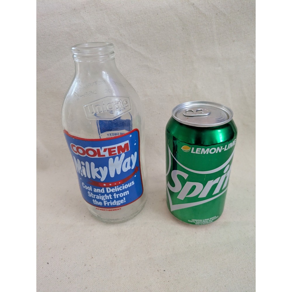 Milky Way Cool Em Advertising Glass Milk Bottle Collectible Unigate